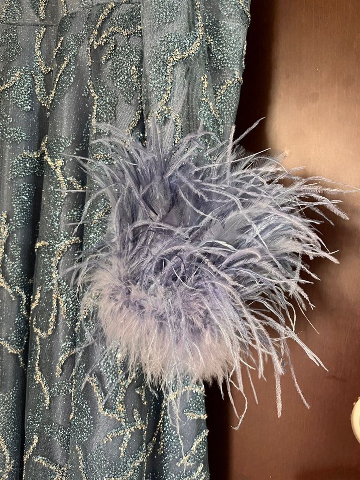 mavi Nakışlı Uzun Bohem Kadın Elbise şal yaninda verecegim - Görsel 3