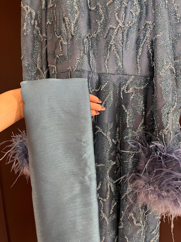 mavi Nakışlı Uzun Bohem Kadın Elbise şal yaninda verecegim - Görsel 5