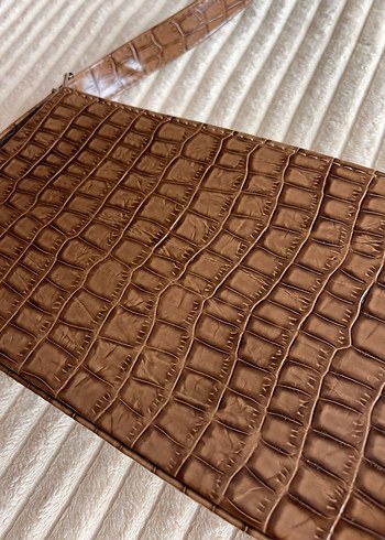 Kahverengi Deri Yılan Desenli Kadın Çanta - Görsel 2