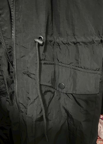 42 Beden Siyah Midi Kadın Streetwear yağmurluk