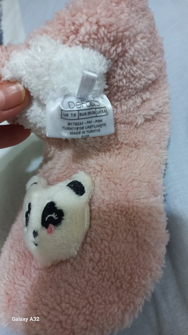 Kızlar için Pembe Sıcak Peluş Terlik - Görsel 2