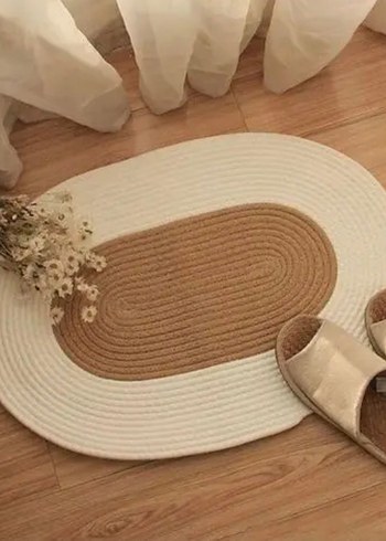 Beden 25x40 Bej Renkli Oval Banyo Paspası