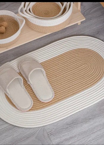 Diğer 25x40 Bej Renkli Oval Banyo Paspası