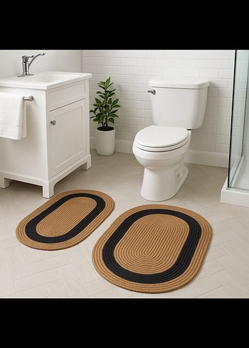 jüti Oval Banyo Paspası Seti