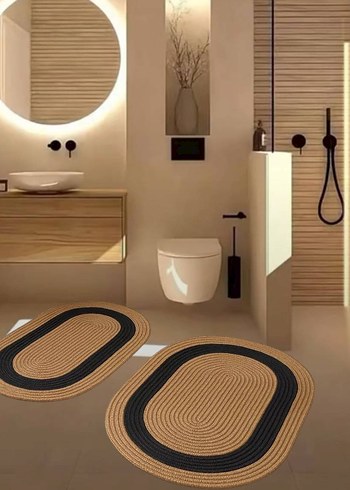 Diğer jüti Oval Banyo Paspası Seti