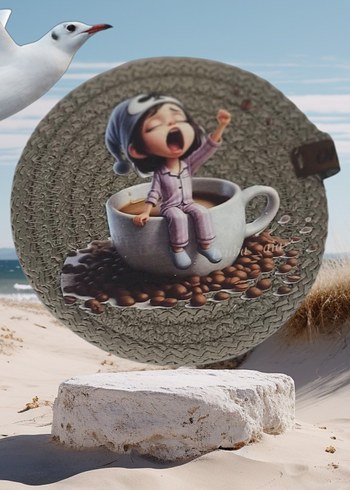 Beden 6 adet Kahve Temalı Yuvarlak Mouse Pad