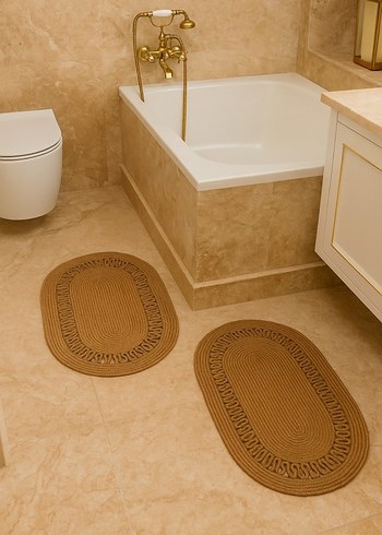 Diğer Kahverengi Oval Banyo Paspası Seti