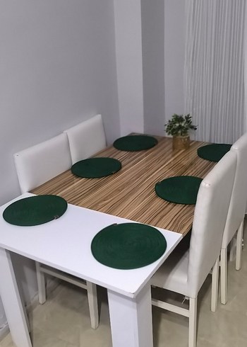 30x30 6 adet  Koyu Yeşil Bohem Yuvarlak Amerikan Servis - Görsel 3