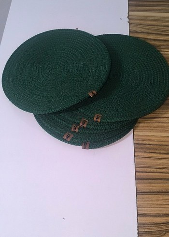 30x30 6 adet  Koyu Yeşil Bohem Yuvarlak Amerikan Servis - Görsel 2