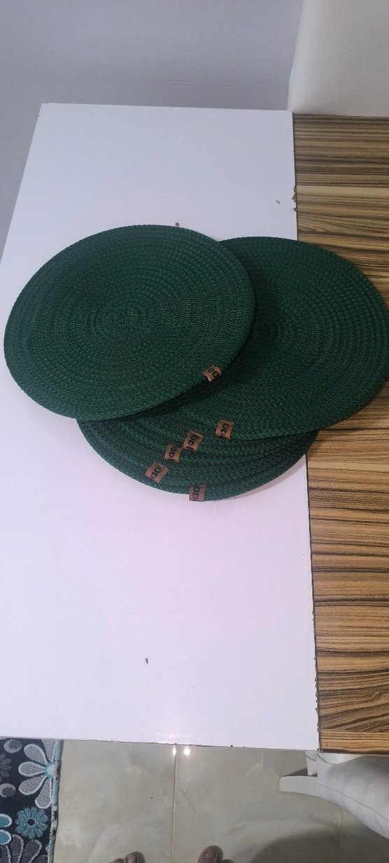 30x30 6 adet  Koyu Yeşil Bohem Yuvarlak Amerikan Servis - Görsel 2