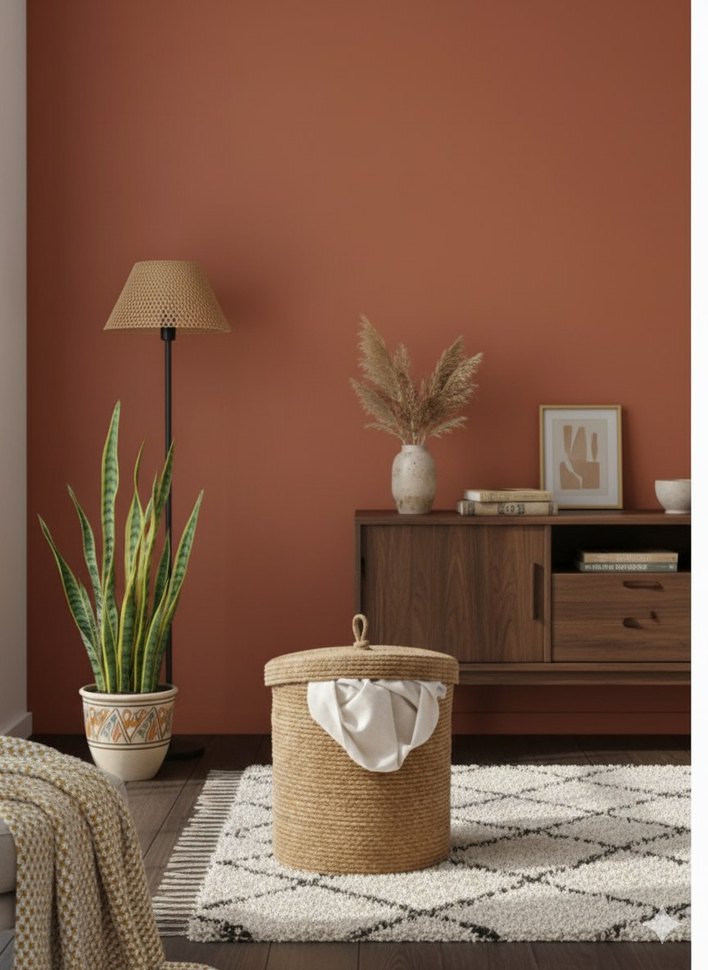 Hafif Kahverengi Hasır kirli sepeti 35x45 - Görsel 3