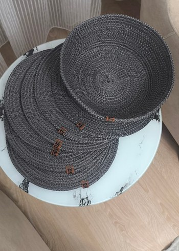 Bohem Gri Örgü Tabak altı 6 suple 1 ekmeklik - Görsel 4