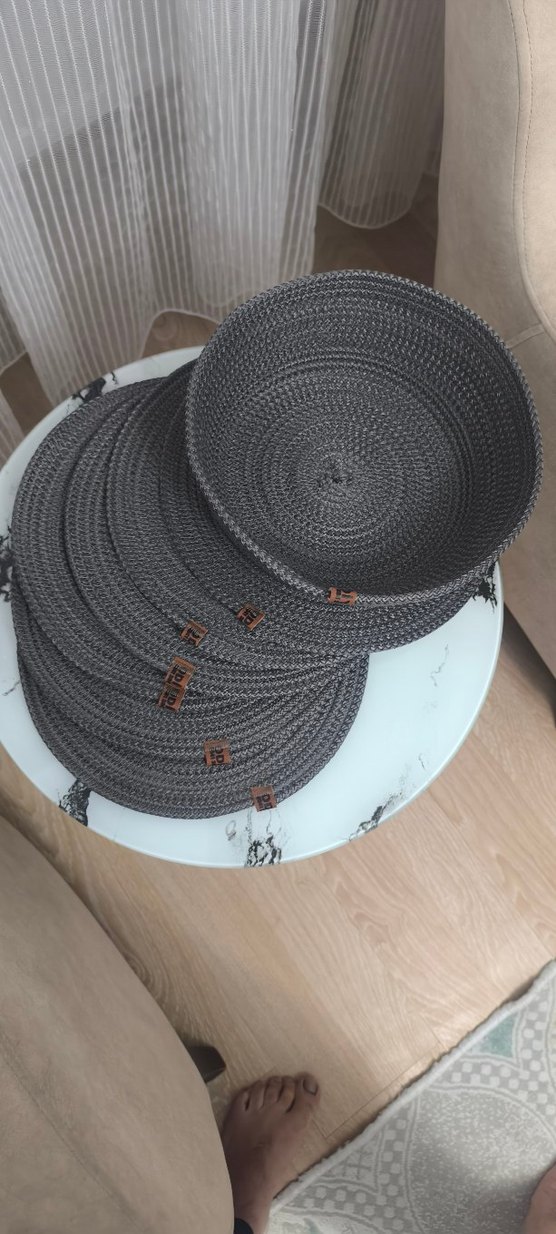 Bohem Gri Örgü Tabak altı 6 suple 1 ekmeklik - Görsel 4