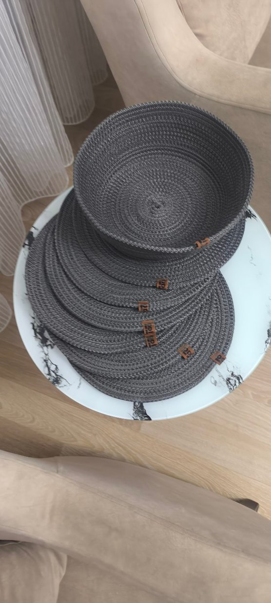 Bohem Gri Örgü Tabak altı 6 suple 1 ekmeklik - Görsel 2