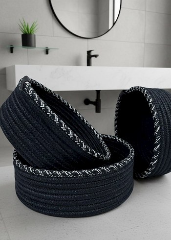 Siyah Yuvarlak Saklama Sepeti - Görsel 3