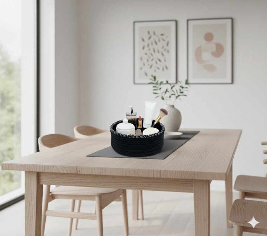 Siyah Yuvarlak Saklama Sepeti - Görsel 2