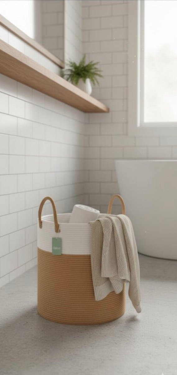 Beyaz ve kahverengi kirli sepet i35x45 - Görsel 4