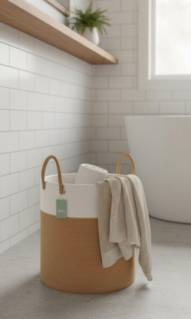 Beyaz ve kahverengi kirli sepet i35x45 - Görsel 3