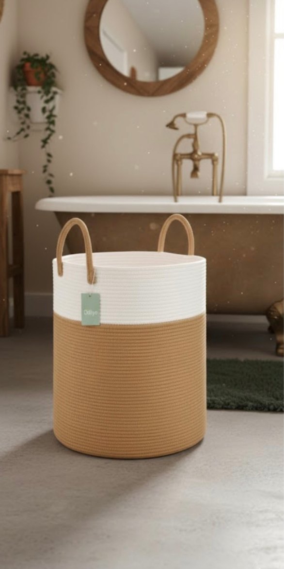 Beyaz ve kahverengi kirli sepet i35x45 - Görsel 2