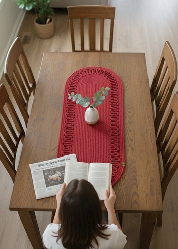 Nakış İşlemeli Kırmızı runner 30x79 - Görsel 3