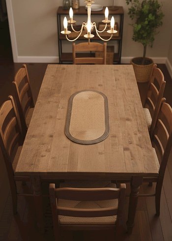 Kahverengi Oval Örgü Masa Örtüsü jüt runner - Görsel 4