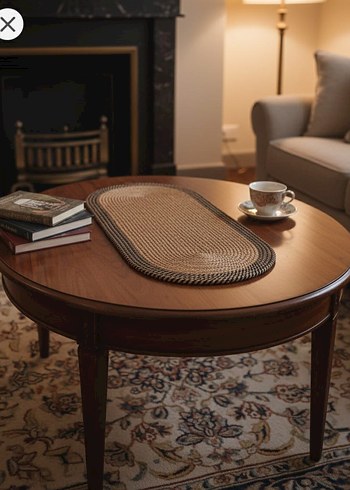 Kahverengi Oval Örgü Masa Örtüsü jüt runner - Görsel 3