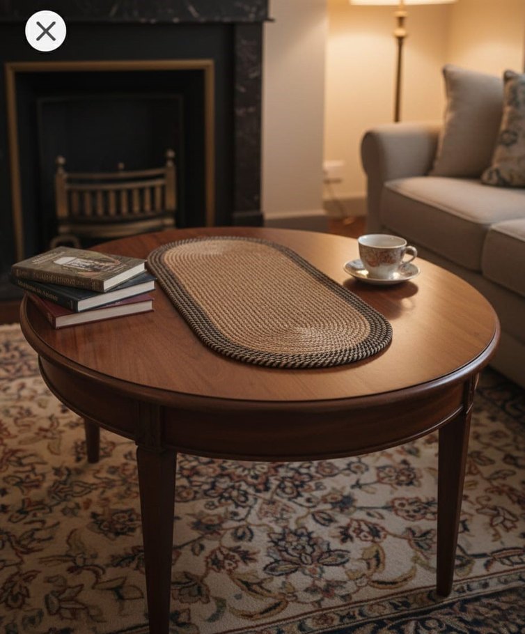 Kahverengi Oval Örgü Masa Örtüsü jüt runner - Görsel 3