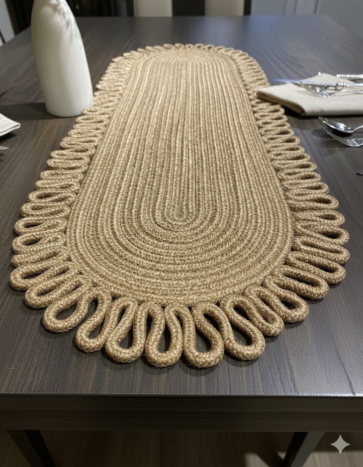 Bej Nakışlı Klasik Oval runner 30x70 - Görsel 4