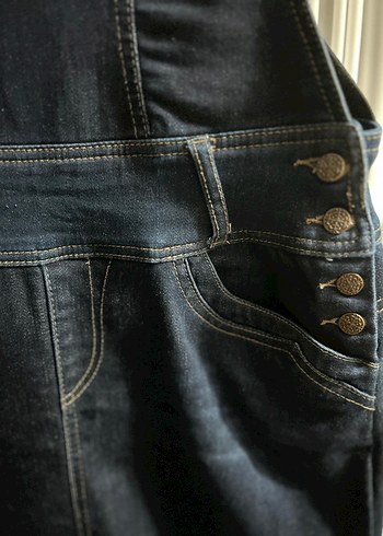 Kadın Lacivert Denim Askılı Tulum - Görsel 6