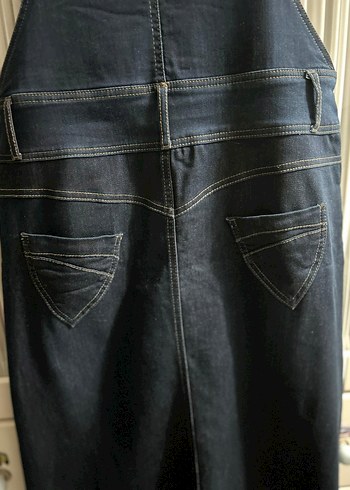 Kadın Lacivert Denim Askılı Tulum - Görsel 4