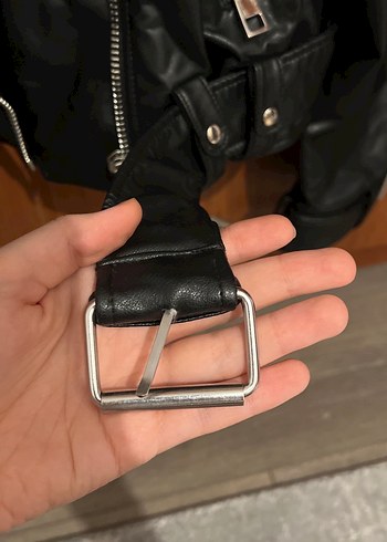 l Beden siyah Renk Kadın Siyah Deri Biker Ceket