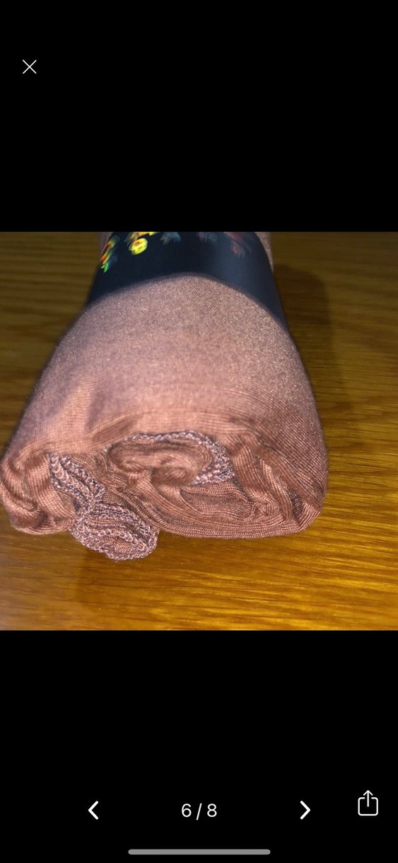 Kahverengi penye şal - Görsel 3