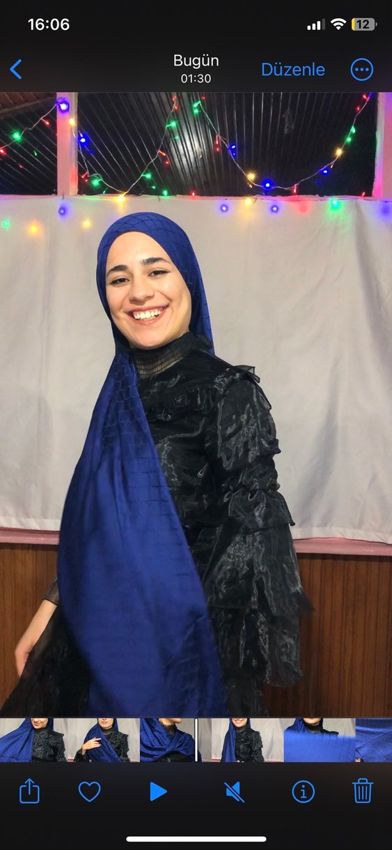 Abiye Lacivert parlak  Saten Şal - Görsel 3