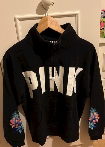 Pink Marka Fermuarlı Sweatshirt