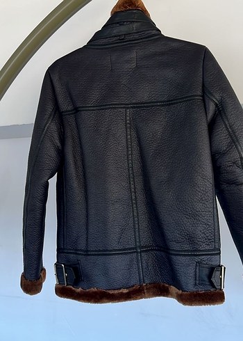 s Beden Kahverengi Kürklü suni deri Kadın Biker Ceket