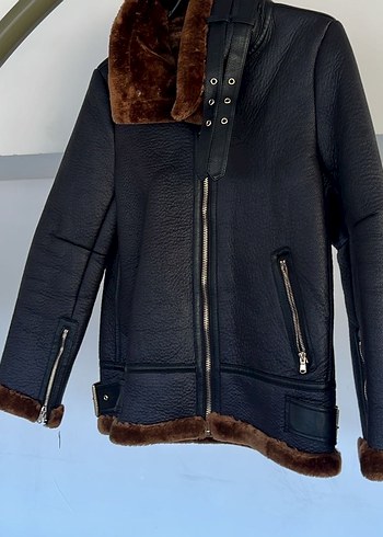 Zara Kahverengi Kürklü suni deri Kadın Biker Ceket
