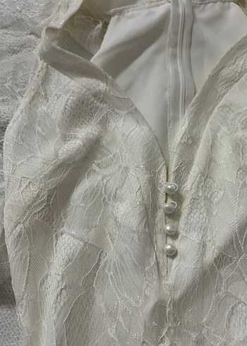 Dantel Detaylı Beyaz Bohem Uzun Kadın elbise - Görsel 5