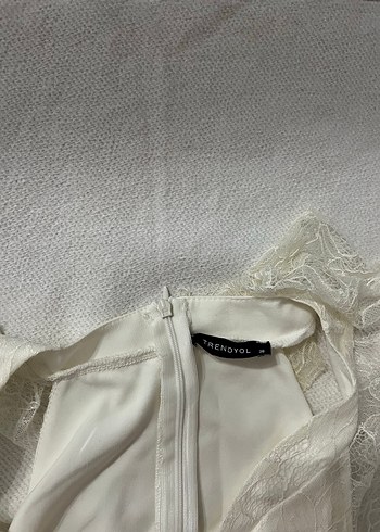 Dantel Detaylı Beyaz Bohem Uzun Kadın elbise - Görsel 6