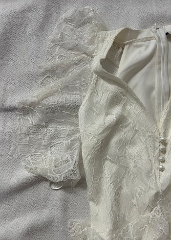 Dantel Detaylı Beyaz Bohem Uzun Kadın elbise - Görsel 7