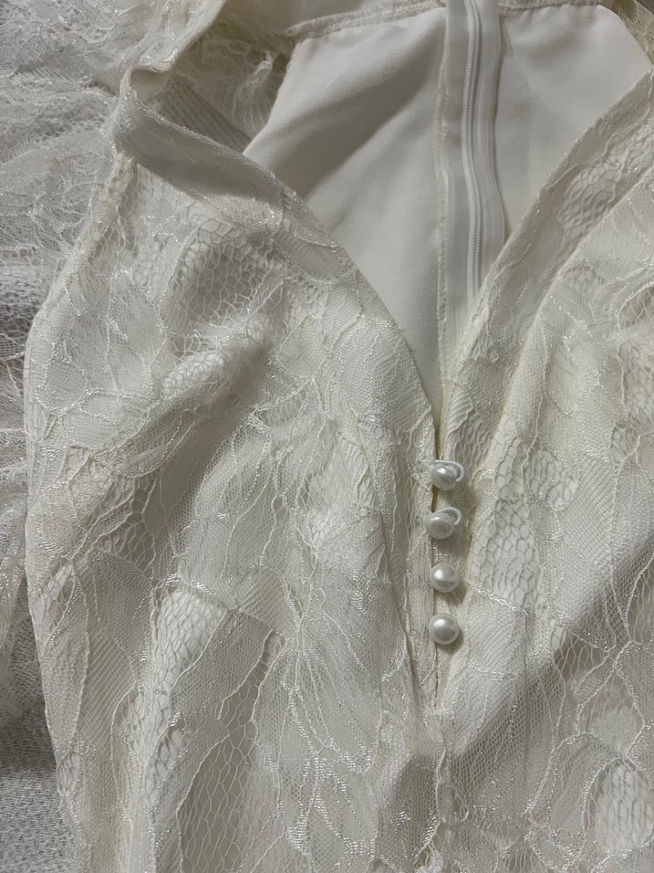 Dantel Detaylı Beyaz Bohem Uzun Kadın elbise - Görsel 5