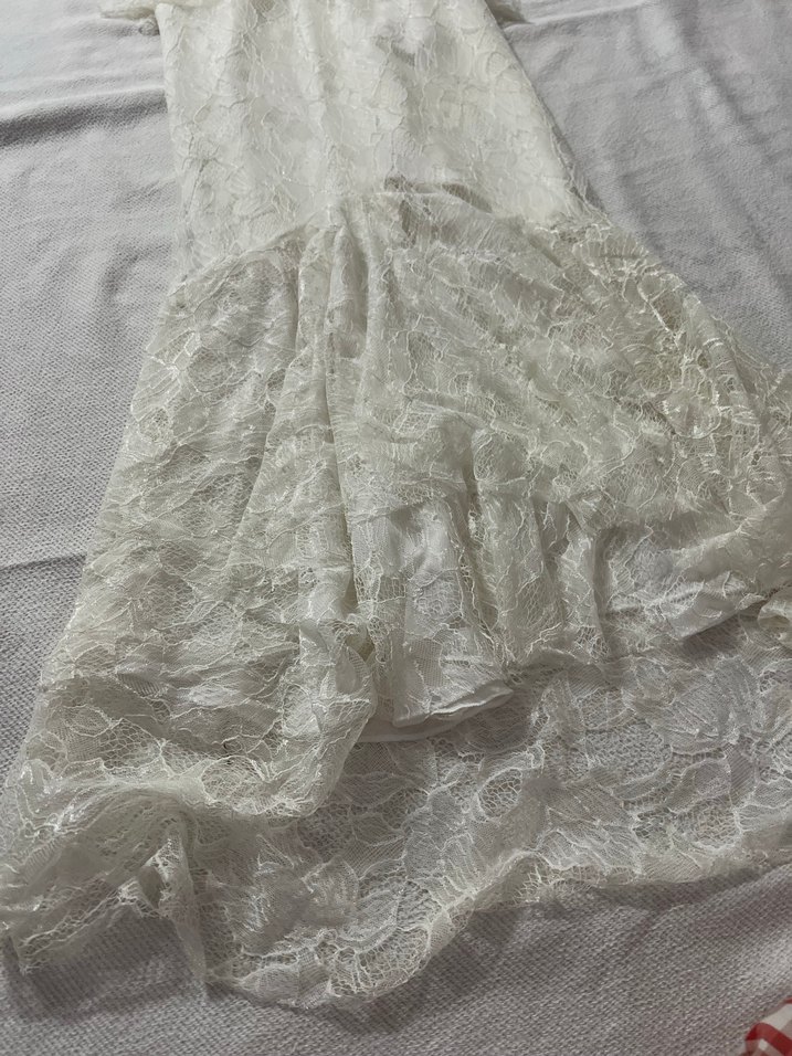 Dantel Detaylı Beyaz Bohem Uzun Kadın elbise - Görsel 2