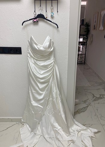 40 Beden beyaz Renk Straplez A Kesim Uzun Beyaz dış çekim nikah elbisesi