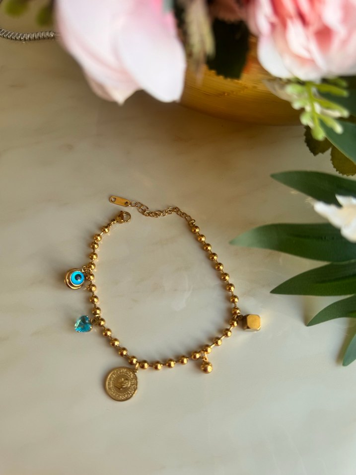 Altın Renk Çarmlı Dorika Çelik Bileklik - Görsel 2