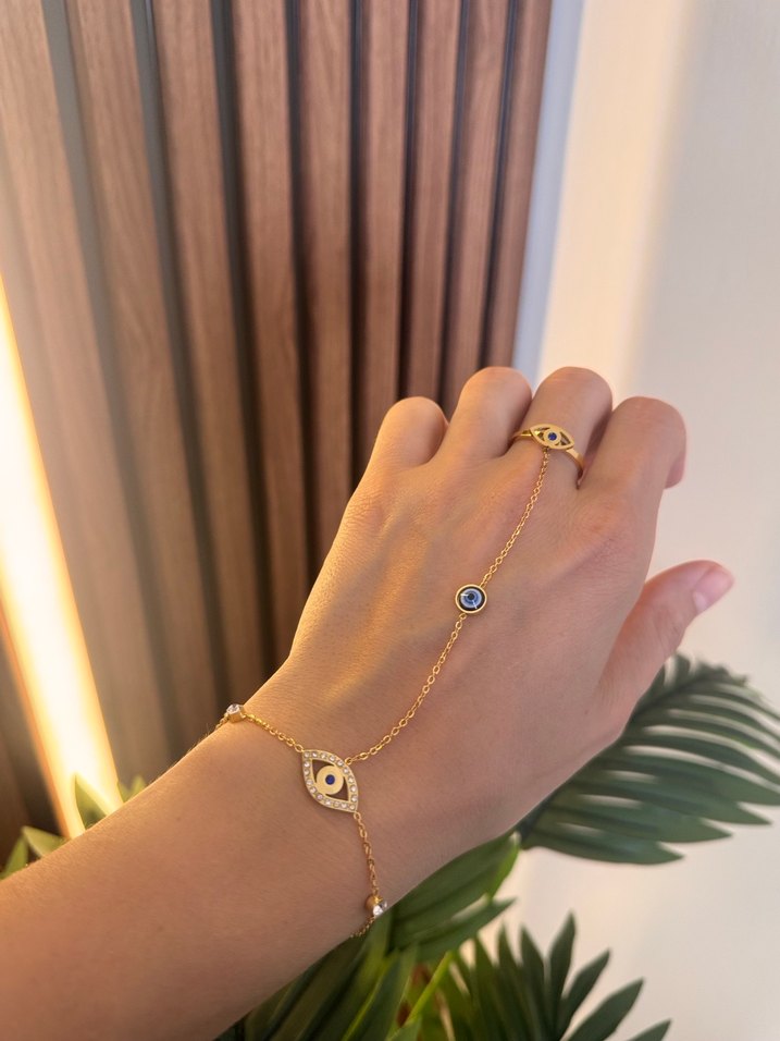 Bohem Yüzüklü Göz Detay Gold Şahmeran - Görsel 2