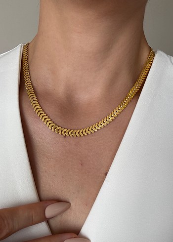 Altın Renk Çelik Balık Sırtı Kolye - Görsel 2