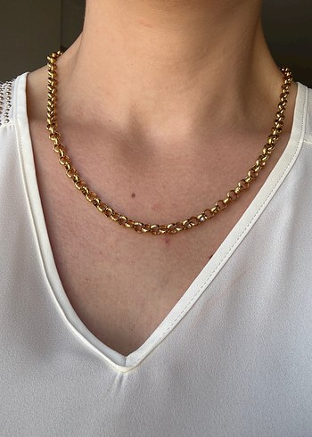 Kaliteli Altın Renk Çelik İç içe Geçme Zincir - Görsel 3