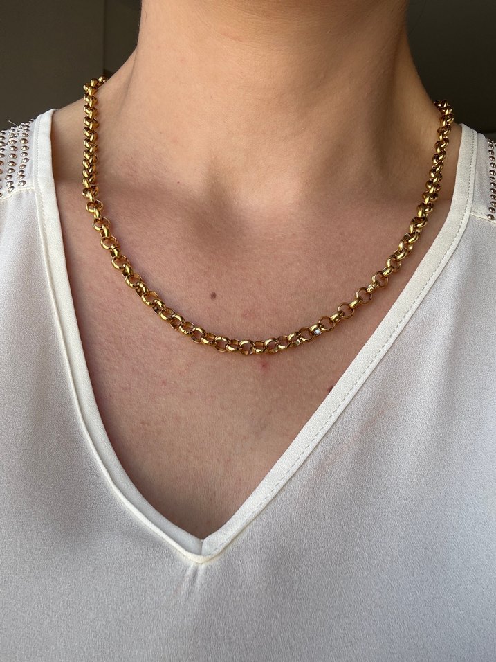 Kaliteli Altın Renk Çelik İç içe Geçme Zincir - Görsel 3