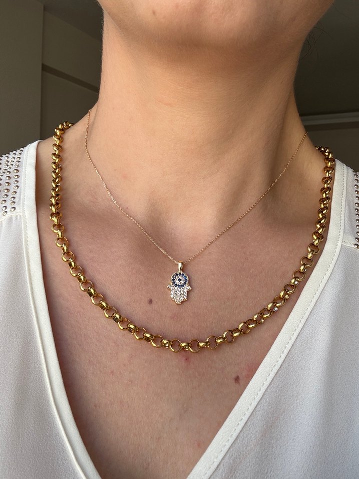 Kaliteli Altın Renk Çelik İç içe Geçme Zincir - Görsel 4