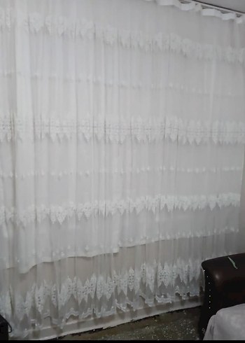 Taç Nakışlı Beyaz Bohem Perde 4 metre