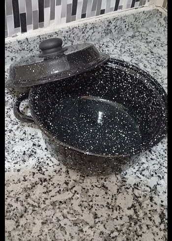 Emsan Siyah Granit Görünümlü Kapaklı #Tencere